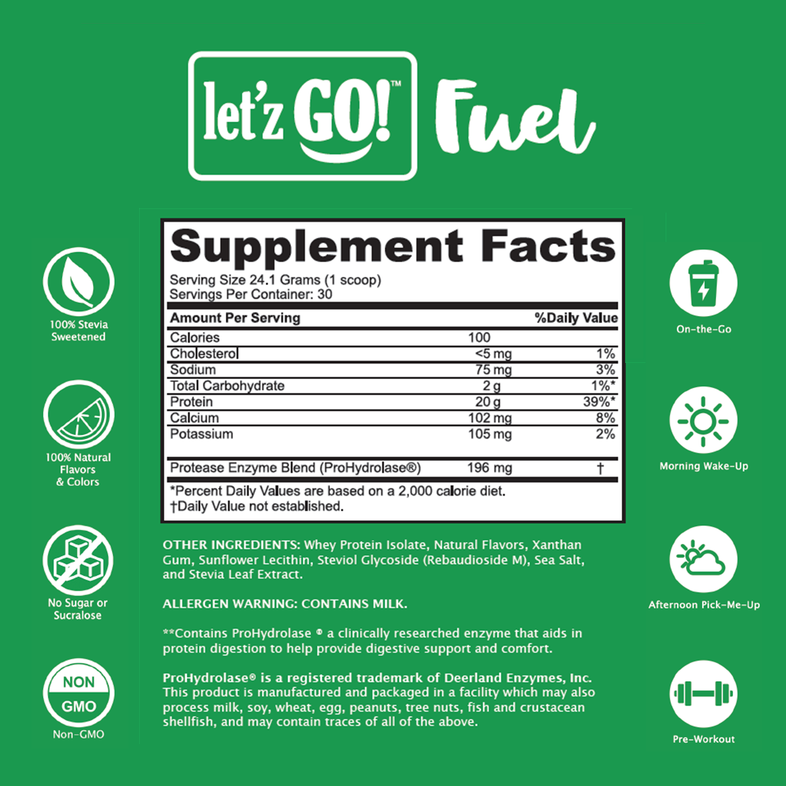 LET'Z GO 30 DAY FUEL KIT: PREMIUM PROTEIN + NATURAL ENERGY Drink Mix + FREE Shaker