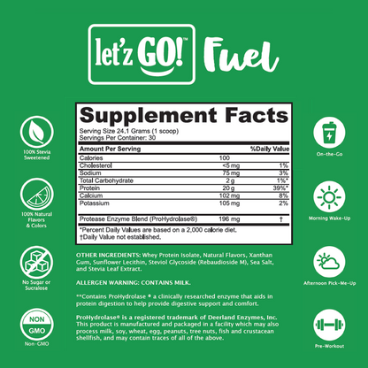 LET'Z GO 30 DAY FUEL KIT: PREMIUM PROTEIN + NATURAL ENERGY Drink Mix + FREE Shaker