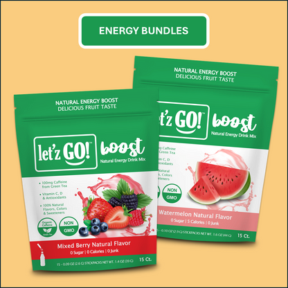 ENERGY BUNDLE:  Mixed Berry (15ct)+ Watermelon (15ct) Energy Boost + Immunity Drink Mix