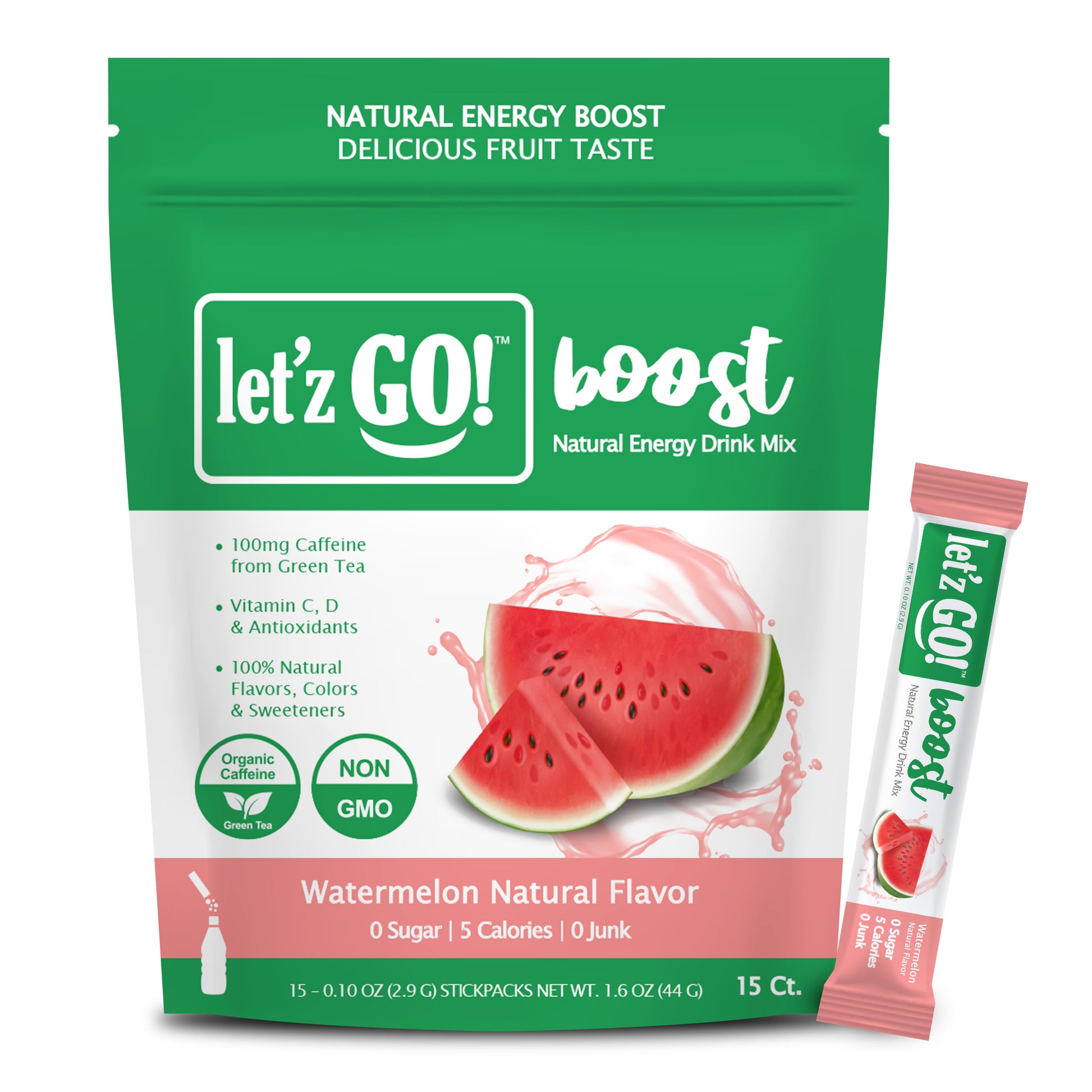 energy booster box Let'z Go Boost - Watermelon - Natural Energy + Immunity Drink Mix